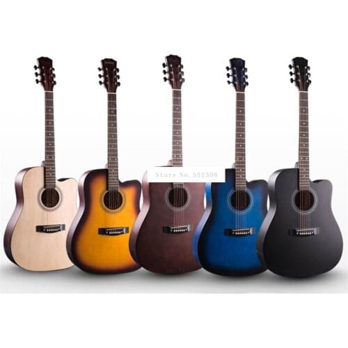 New 1PC 41 Inch Guitarra Acoustic Folk Guitar Practice Solid Wood 6 String Guitar With Bag For Musical Instrument Lover Beginner