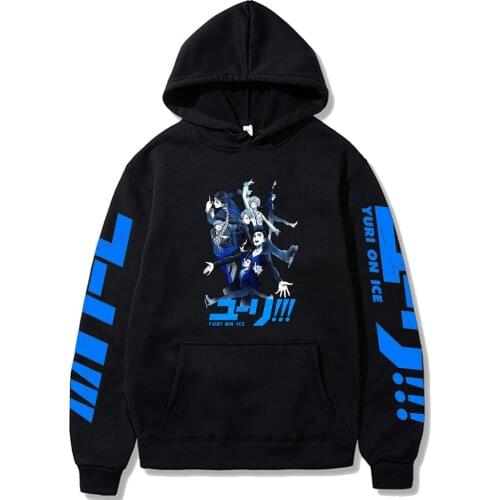 Hot Yuri on Ice Hoodies Japanese Anime Streetwear Pullover Sweatshirt Casual Clothes