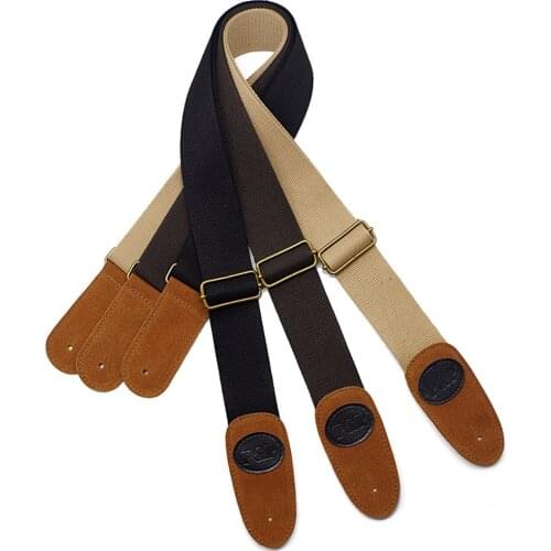 Cotton Leather Head Guitar Strap Electric Guitar Acoustic Guitar Folk Guitar Bass Strap