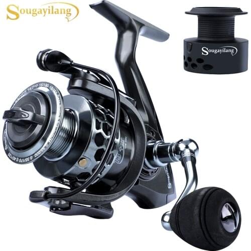 Sougayilang Fishing Reel 13+1BB High Speed Gear Ratio 5.5:1 Light Weight Ultra Smooth Aluminum Spinning Fishing Reel Wheel