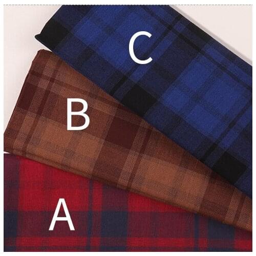 Checked Brushed Yarn-dyed Plaids Fabric Polyester Cotton Fabric Winter Blouse Green Red Cloth 145cm wide by meter
