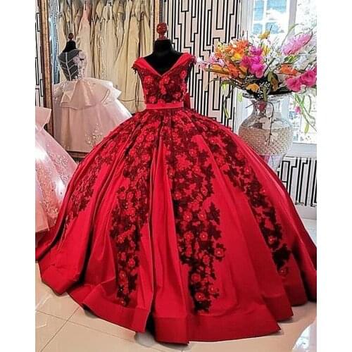 Vestidos De XV Años Red Quinceanera Dress Real Images Applique Beaded Mexican Girls 15 Years Birthday Dress Prom Gown 2021
