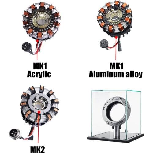 MK1/MK2 Aluminum Alloy/Acrylic Tony 1:1 Arc Reactor DIY Model Kit LED Chest Lamp USB Movie Props Gifts Science Toy