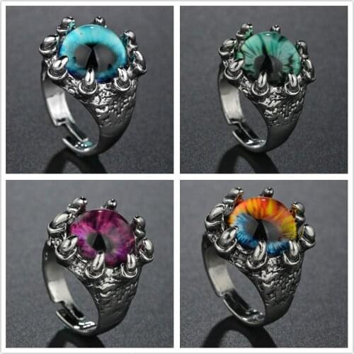 Fashion Creative Evil Eye Rings For Men Women Big Stone Male Punk 4 Colors Ring Jewelry Mens Bar Night Club Accessories Gifts