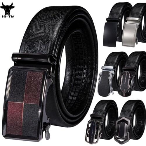 Desinger Automatic Buckle Mens Dress Jeans Belts Black Leather Ratchet Waistband Strap Casual Formal Business Daily Big Fat Plus