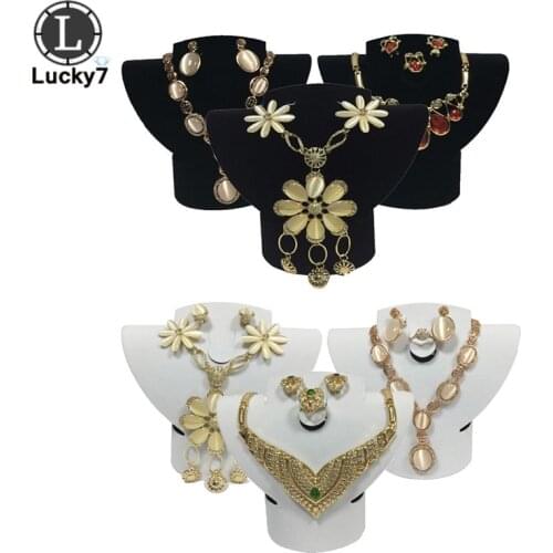 Jewelry Display Kit Black Velvet Folding Necklace Showcase Pendant Earrings Display Holder Neck Bust Rack