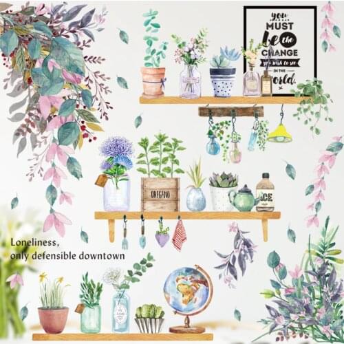 24 styles Plants Series Wall Stickers for Living room Bedroom Green Leaves Removable Wall Decals Vinyl DIY Eco-friendly Murals