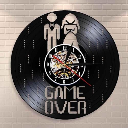 Game Over Marriage Wall Clock Funny Video Game Bachelorette Wedding Gift Vinyl Record Wall Clock Marriage Engagement Party Decor