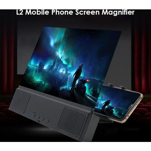 L2 12 inch 3D HD Phone Screen Magnifier Desktop Bracket Movie Video Amplifier With Wired Speaker For Smart Phone Expander Holder