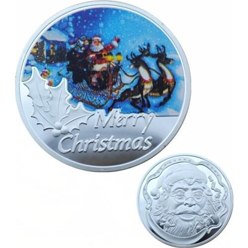 Christmas Color Commemorative Coins Santa Claus Collection Coins Christmas Eve Gift Lucky Coins