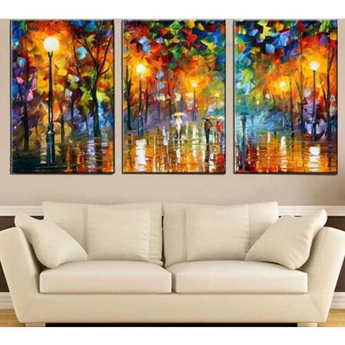 Rainy night scenery Diy Diamond Painting Full Square Round drill 5d Diamond Embroidery Mosaic Triptych Craft Supplies AA2194