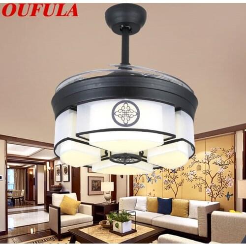 OUFULA Modern Ceiling Fan Lights With Remote Control Invisible Fan Blade Contemporary Fashionable Decorative For Home