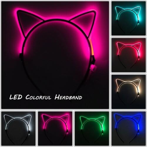 Luminous Cat Ears Hair Band Cosplay Props Neon Party Decoration Kids Gift Children Glowing LED Headband For Christmas New Year