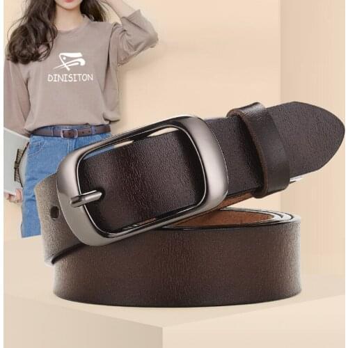 DINISITON New Women Genuine Leather Belt For Female Strap Casual All-match Ladies Adjustable Belts Designer High Quality Brand