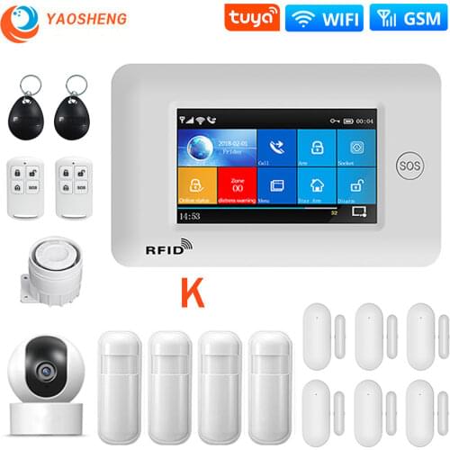 433Mhz Wifi GSM Home Alarm System Motion Sensor SIM SMS GPRS TFT Display LCD Touch Keyboard Wired Wireless Security Alarm Kits