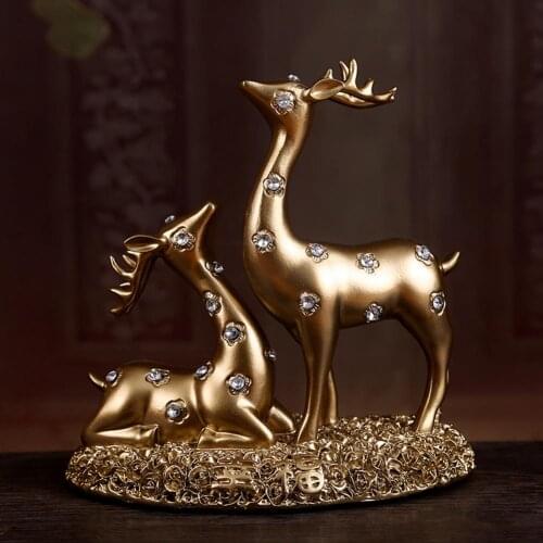 Modern Elk Resin Figurine Sculpture Statue House Decoration Home Office Table Decor Ornament Classical Furnishing Wedding Gift
