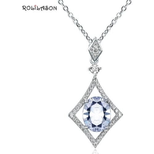Wedding jewelry Real 925 sterling silver whte zircon necklace pendant Chain Jewelry for Women SP38