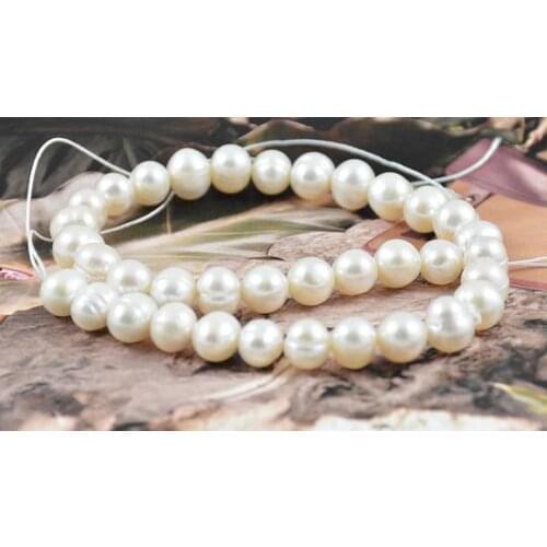 Unique Pearls jewellery Store,8mm White Freshwater Pearl Loose Beads One Full Strand DIY Pearl Necklace Material,LS3-20