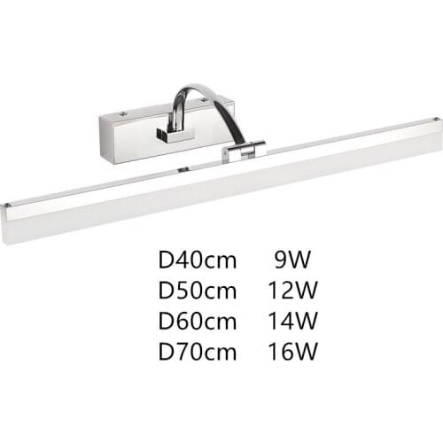 Waterproof LED Mirror Headlight Bathroom Lighting Mirrors Toilet Dressing Table Mirror Light Stainless Steel Acrylic AC110-240V