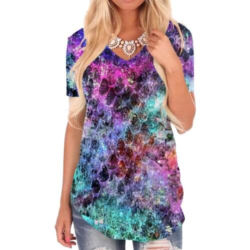 Giyu Brand Colorful T-shirt women Snake Skin V-neck Tshirt Art Tshirts Printed Harajuku Shirt Print Womens Clothing Punk Rock