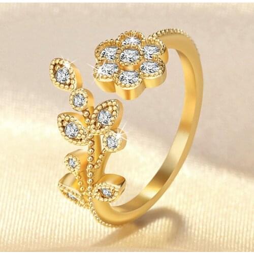 2021 New Fashion Sterling Silver Forest Small Fresh Tree Leaf Adjustable Index Finger Ring For Women Fine Jewelry Christmas Gift