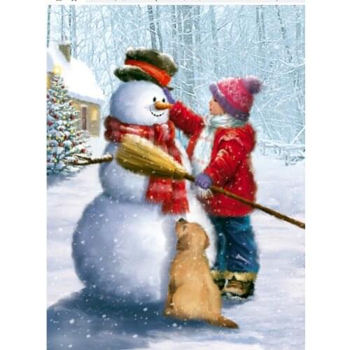 Winter Diamond Embroidery Painting Snowman Children Mosaic Rhinestone Sticker Wall Decor New Arrival Puzzle Picture Diamond Dots