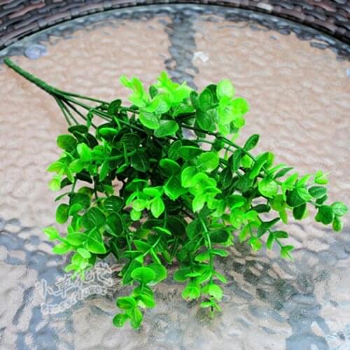 1 Pc 7-Branches Green Artificial Fake Plastic Eucalyptus Leaves Plant Home Decor Artificial Plant Bonsai Small Tree Potted Plant