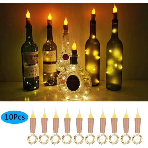 10PCS 1M 2M Flameless Candle Wine Bottle Cork LED String Lights Christmas Copper Wire Wine Bottle lights for Party Wedding Deco