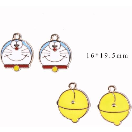 10pcs/Lot Bell and Cat 16*19.5mm Diy Handmade Oil Enamel Charms Design for Jewelry Making Earring Bracelet or Necklace