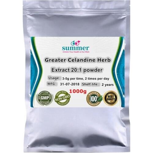 1000g Pure Greater Celandine Herb 20:1 Powder,Bai qu cai /herba chelidonii Extract for relieving spasmodic and relieving pain