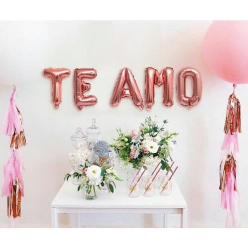 16inch Spanish TE AMO Letter Balloons Rose Gold Silver Balloon Anniversary Wedding Party Decoration Valentines Day Supplies
