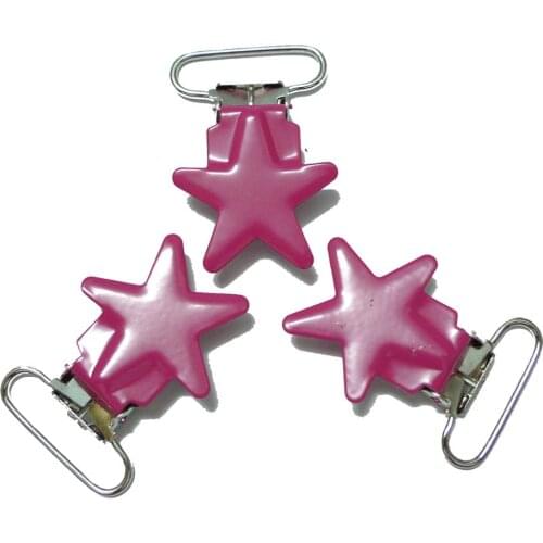 25pcs 1'' 25mm #08 Hot Pink Enamel Star Shape Suspender Clips