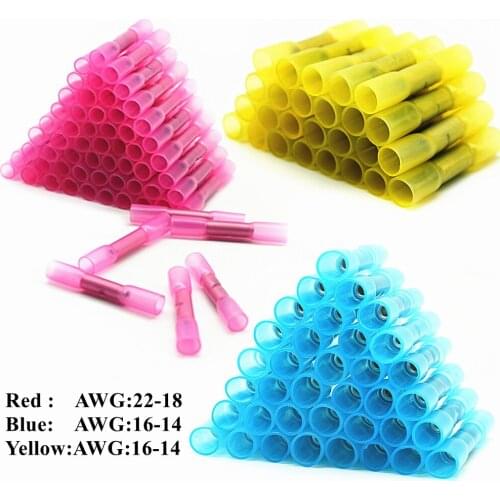 30/50/100PCS Wire Connector Waterproof Sleeve Terminals Heat Shrink Electrical Wire Butt Splice Kit Assortment