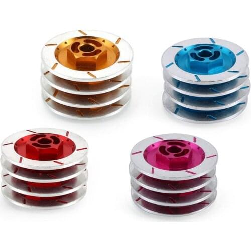 4PCS Aluminum Alloy Brake Disc Wheel Rim Box Metal Hex Adapter 12MM For RC 1/10 Car HSP Buggy Truck 94123 94122 D4