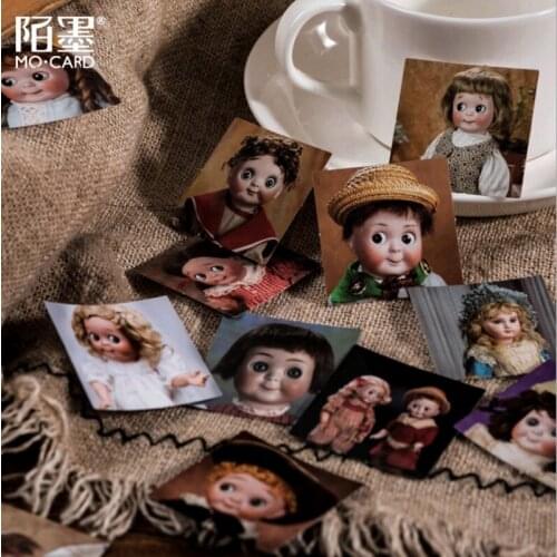 45pcs Boxed Dolls Ball Retro Diary Decoration DIY Handbook Scrapbook Label Children Stationery Toy Gift Decoration Sticker
