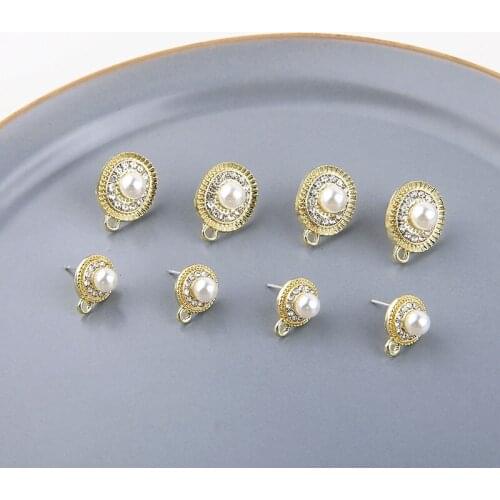 6pcs retro Rhinestones Sun Pendant Pearl Oval Earrings Post fashion jewelry drop Earrings for girls DIY material accessories
