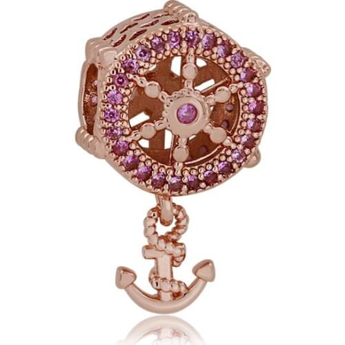 925 sterling silver beads fashion jewelry rose gold anchor charm pendant fit bangle & bracelet silver jewelry making for women