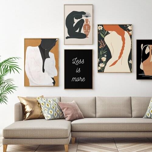 Boho Abstract Black Girl Terracotta Plant Quote Poster Canvas Print Painting Wall Art Picture for Living Room Bedroom Home Decor