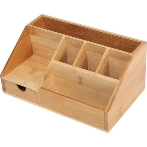 Bamboo Stationery Organiser Letter Rack Notes Pen Holder Desk Box Pencil Holder Cosmetic Top Box Storage Shelf Storage Offi G9J7