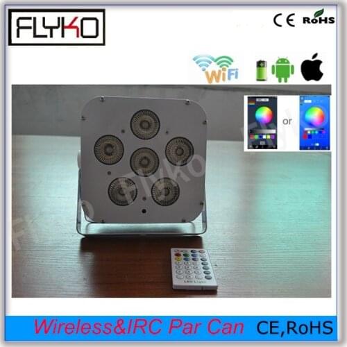Free shipping Phone App control chargeable Wireless DMX Battery Powered Par Can 6in1 RGBWAUV Led Par Light with Wifi Control