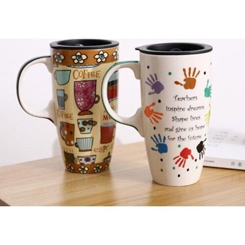 Large Retro Mug Color Creative Unique Ceramic Hand Painted Mug Personnalisable Cofee Kubek Termiczny Kitchen Drinkware DB60MK