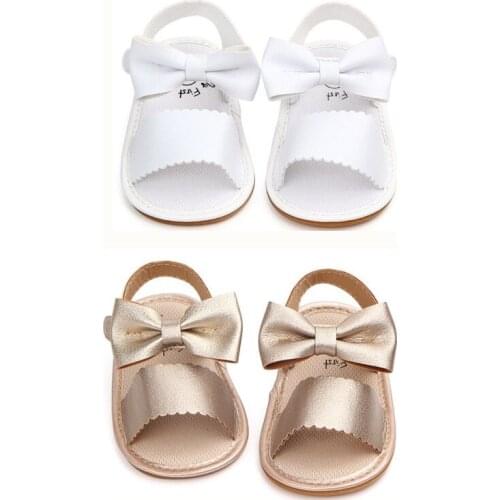 2018 Brand New Toddler Summer Sandals Cute Newborn Infant Baby Girls Bowknot Princess Shoes PU Non-slip Rubber Shoes Size 0-18M
