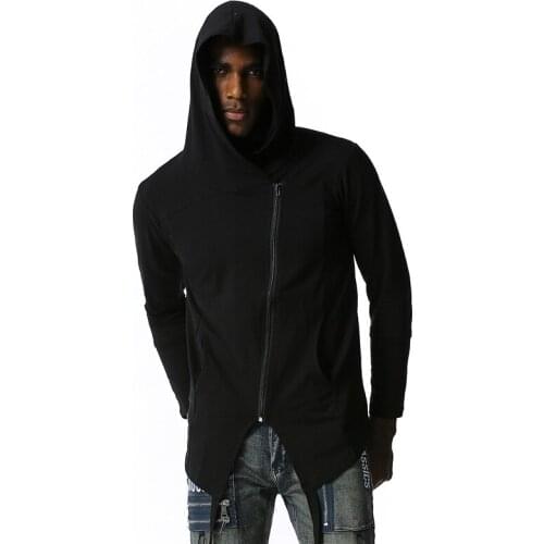 Black Zipper Hoodie Men 2020 Autumn New Hip Hop Streetwear Mens Hoodies Sweatshirts Steampunk Victorian Hooded Pullover Male XXL