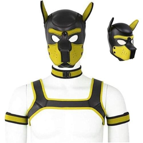 Colorful Sexy Cosplay Role Play Dog Full Head Mask Soft Padded Latex Rubber Puppy BDSM Bondage Hood Sex Toys for Women