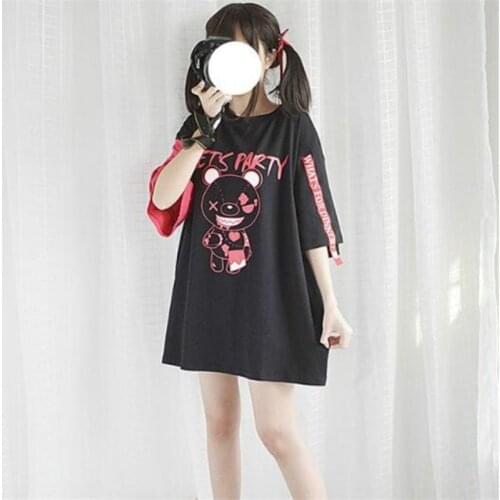 Lolita cartoon Long Top kawaii Summer Womens clothing Anime printed Women Girls' T-shirt spring