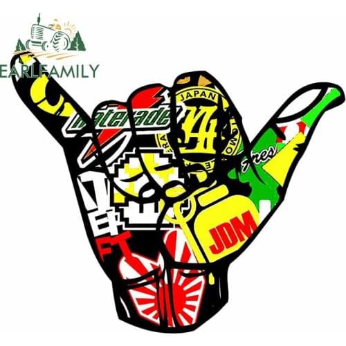 EARLFAMILY 13cm x 11.1cm for Hang Loose Graffiti We Conquer Car Stickers Windshield Surfboard Decal Scratch-Proof VAN Decoration