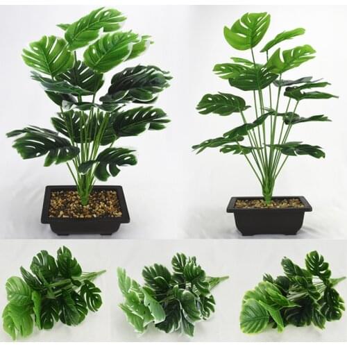 Artificial Green Palm Leaves Simulation Plants Monstera Plastic Fake Plant Diy Home Garden Balcony Living Room Bedroom Decoratio