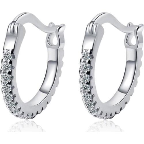KOFSAC New Trendy Silver Color Earrings For Women Exquisite Full Zircon Ear Hoops Jewelry Lady Engagement Accessories Gift Joyas