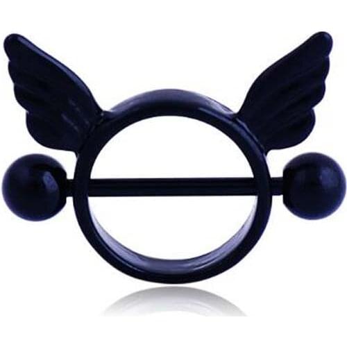 2Pcs Black White Angel Wing Nipple Piercing Rings Body Piercing , Sexy Nipple Piercings