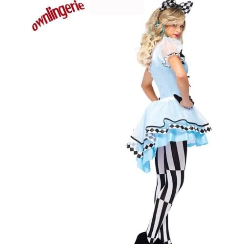 Halloween costume adult blue fantasy fairyland Alice new queen dress w1577